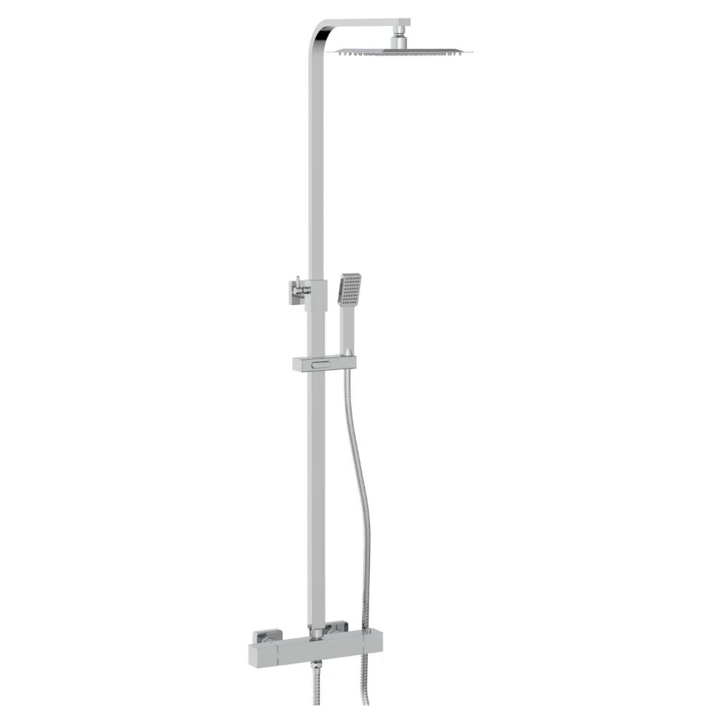 Lancia Elliot Square Chrome Dual Head Rigid Riser Shower