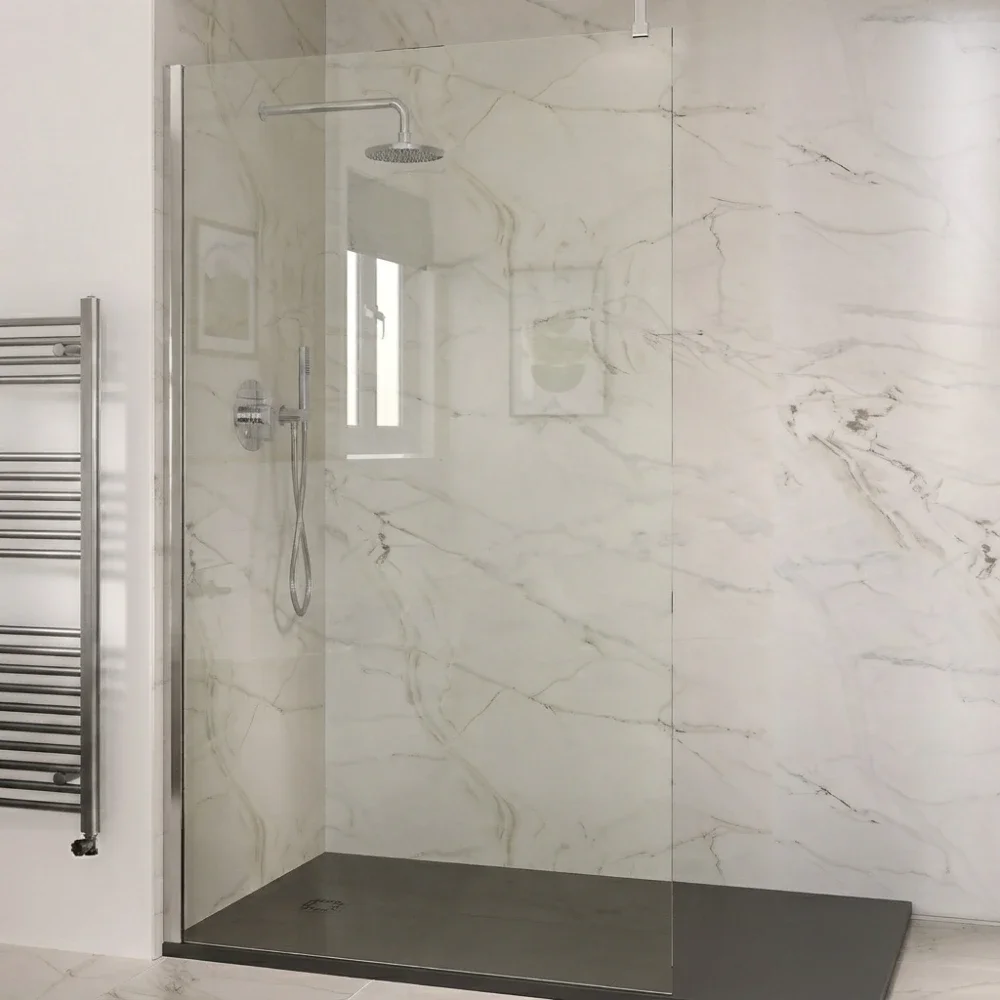 Aquaglass Elite Walk In Shower Screen With Chrome Profile