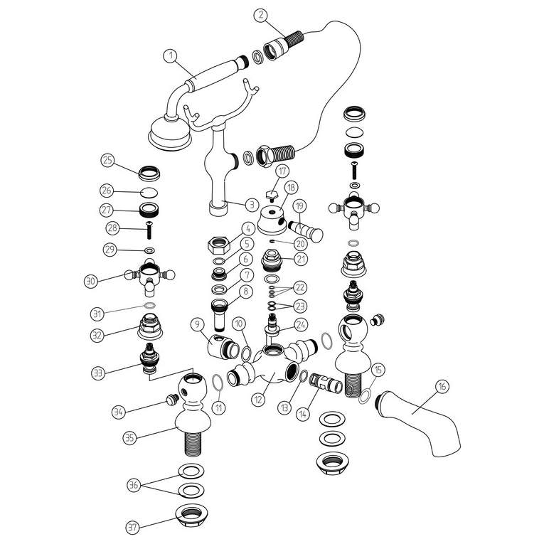 Elizabeth Bath Shower Mixer with Shower Kit RDBS105778