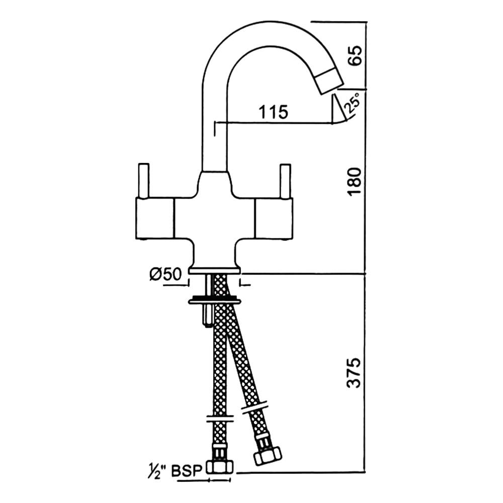 Florentine Chrome Mono Extended Basin Mixer with Curved Spout by Jaquar