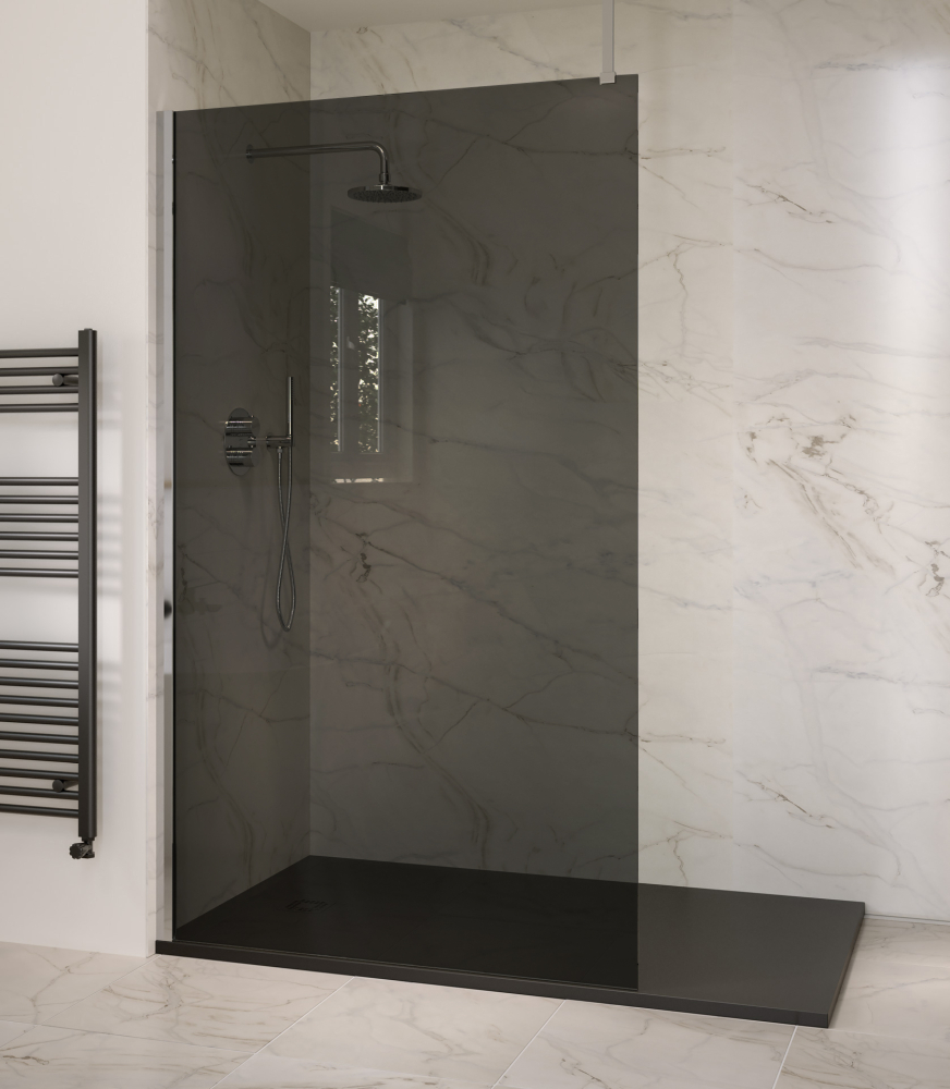 Frontline Bathrooms Prestige2 Chrome 700mm Smoked Wetroom Shower Screen