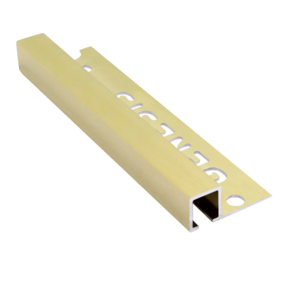 Genesis 12mm Brushed Brass Aluminium Square Tile Trim 2.5m