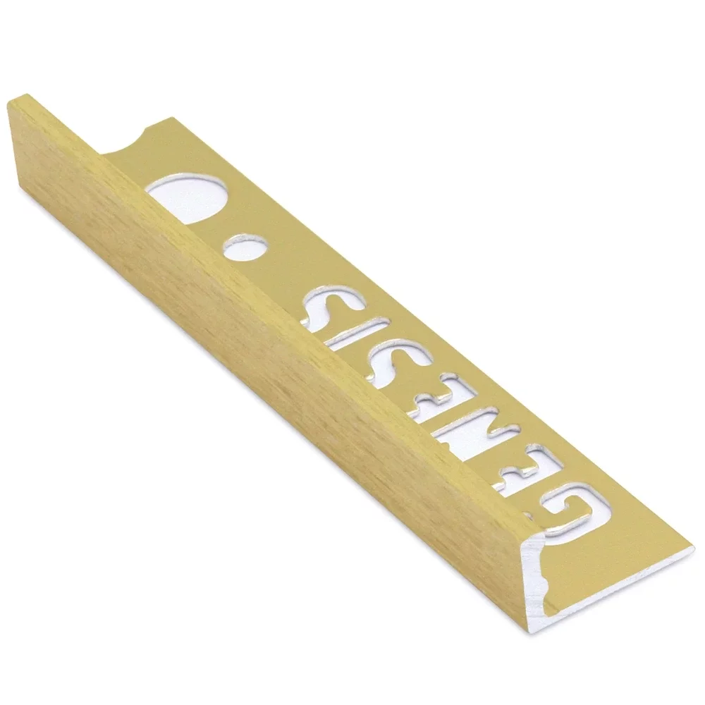 Genesis 12mm Brushed Brass Aluminium Straight Edge Tile Trim 2.5m