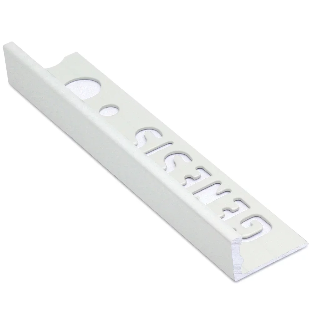 Genesis 12mm Matt White Aluminium Straight Edge Tile Trim 2.5m