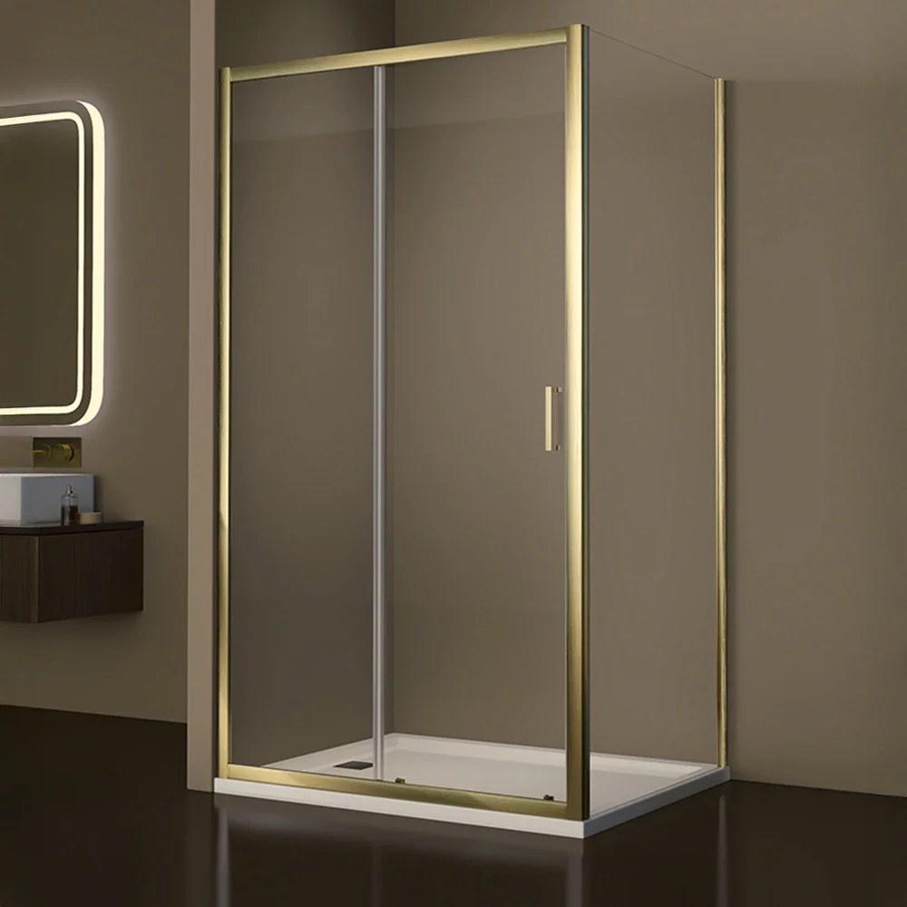 Gio Brushed Brass 1200mm Sliding Shower Door