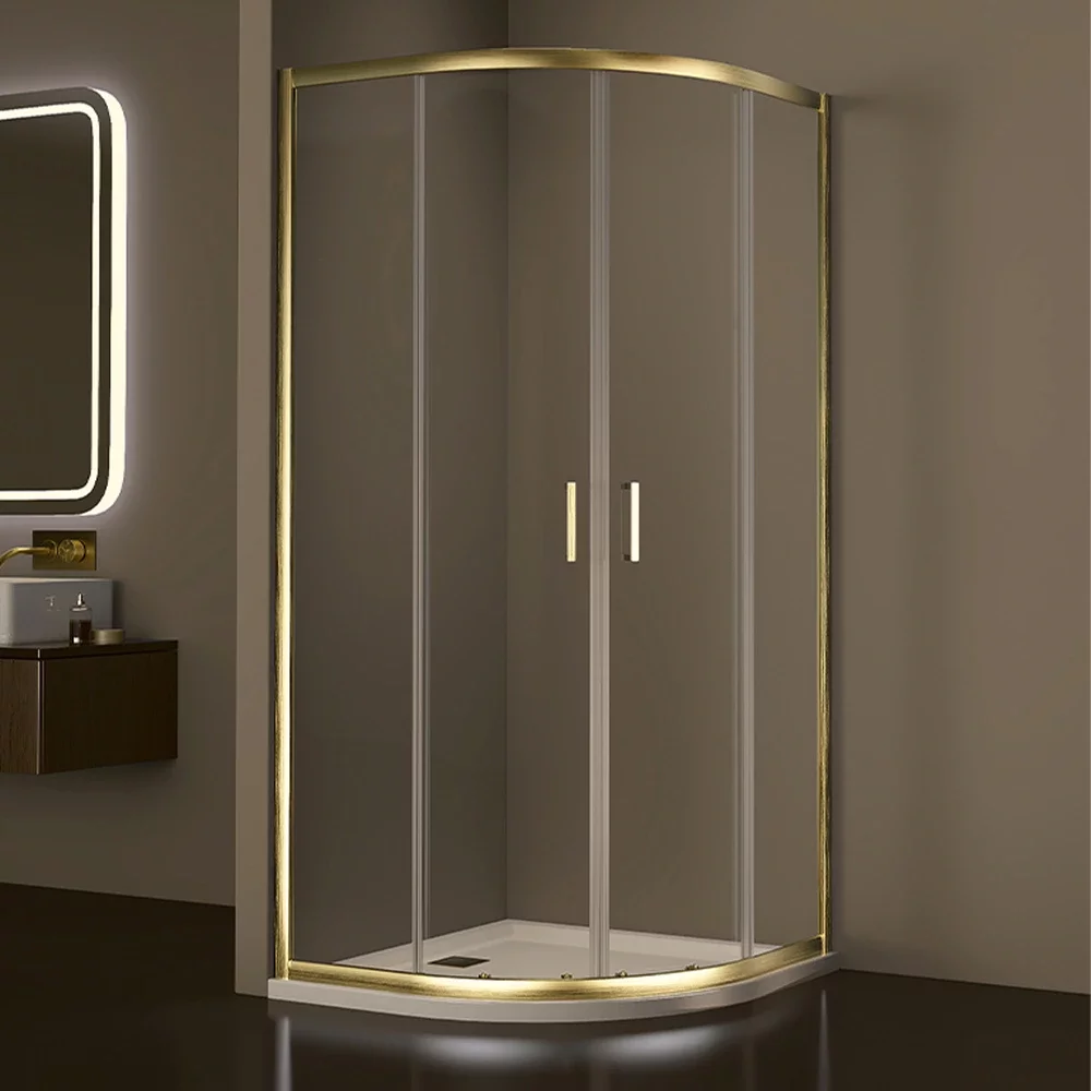 Gio Brushed Brass Two Door 800mm Quadrant Shower Enclosure