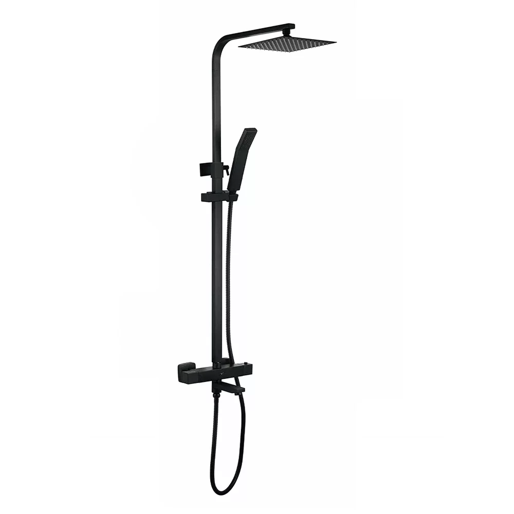 Gio Bliss Square Black Dual Head Shower and Bath Filler