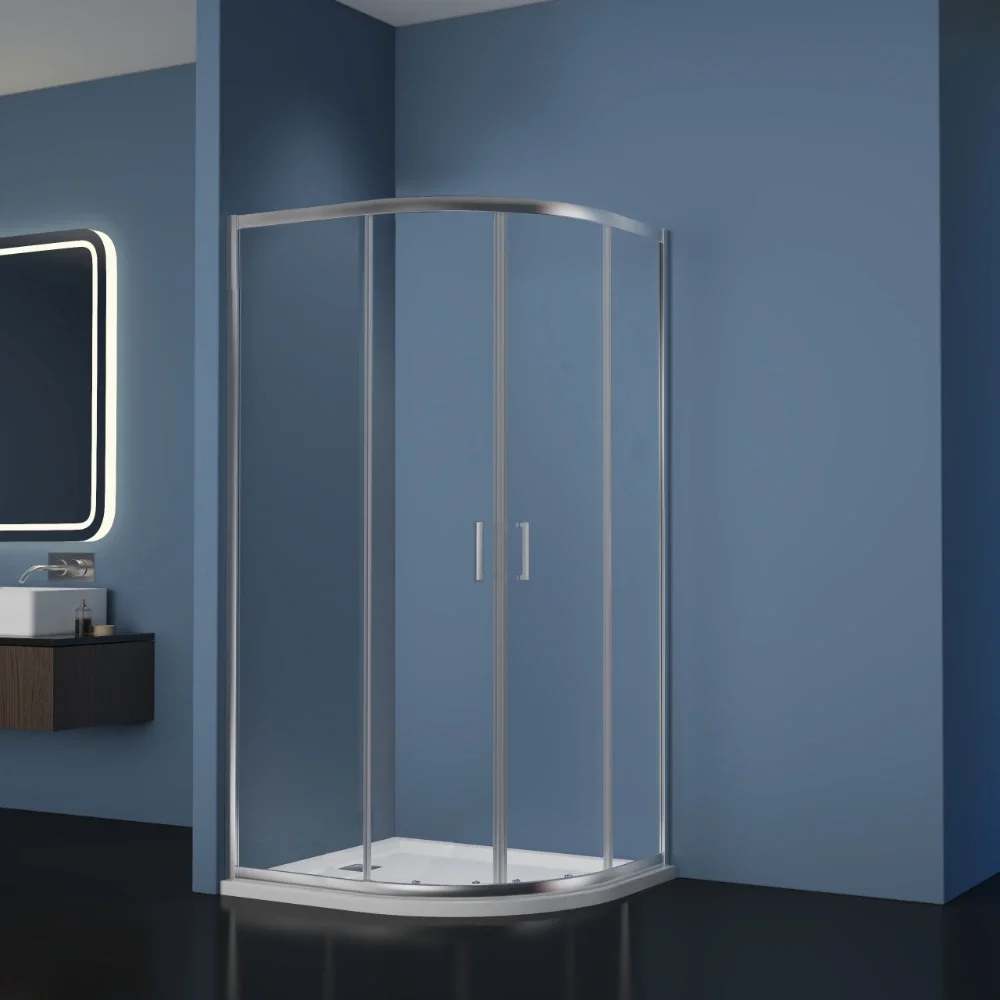 Gio Chrome 1200 x 900mm Offset Quadrant Double Door Shower Enclosure