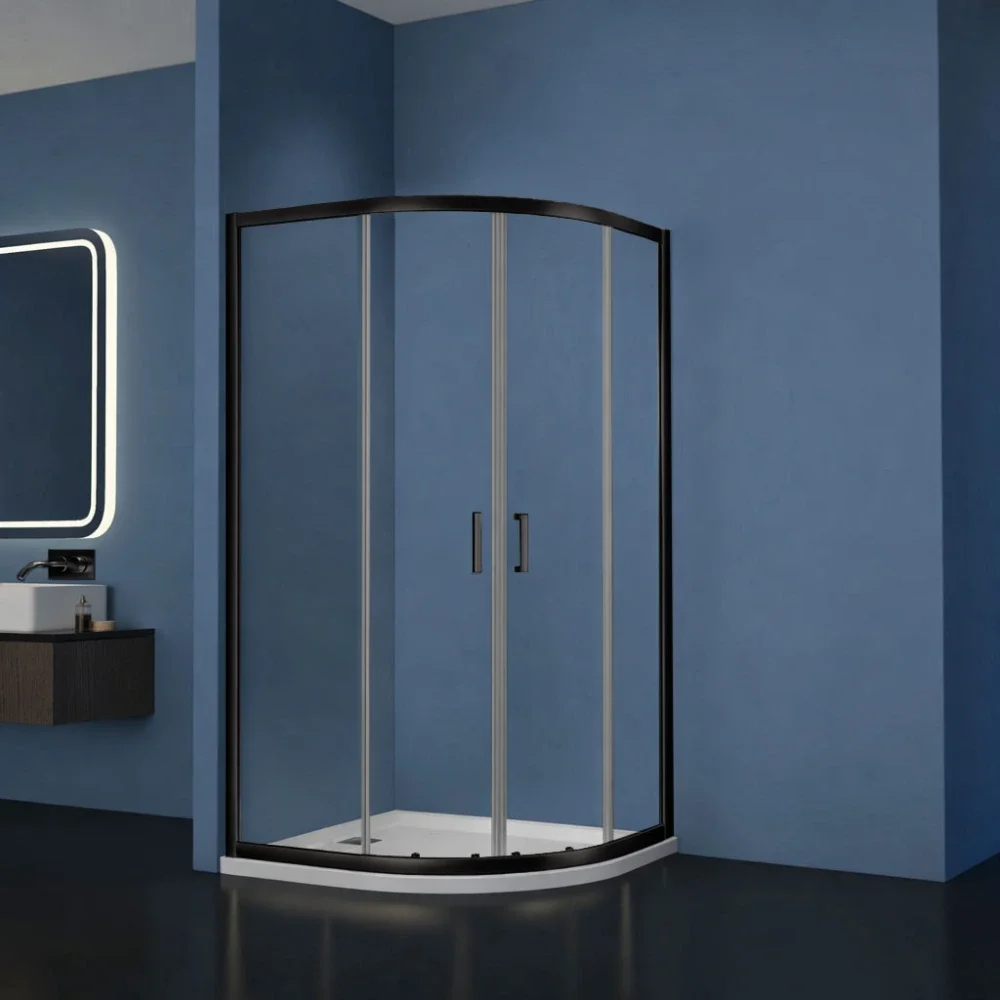 Gio Matt Black 1200 x 800mm Offset Quadrant Double Door Shower Enclosure