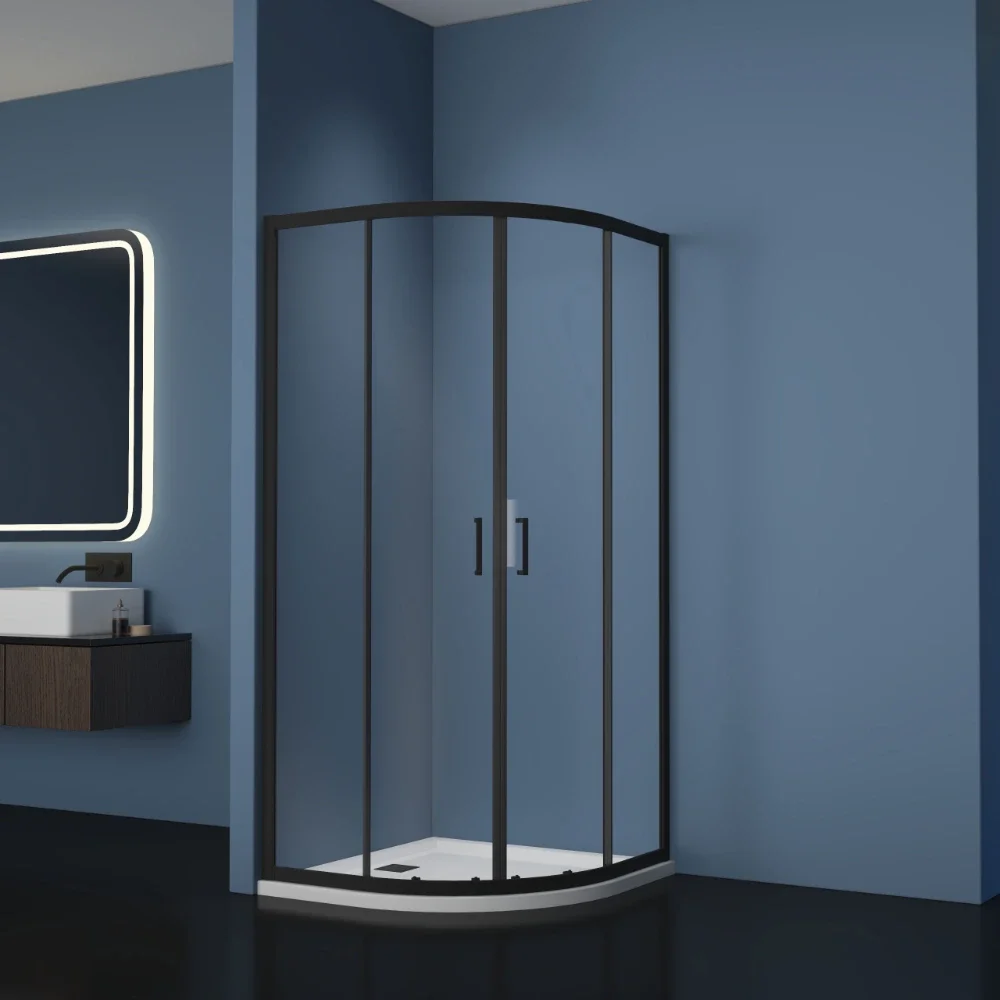 Giavani Matt Black Double Door 900mm Quadrant Shower Enclosure