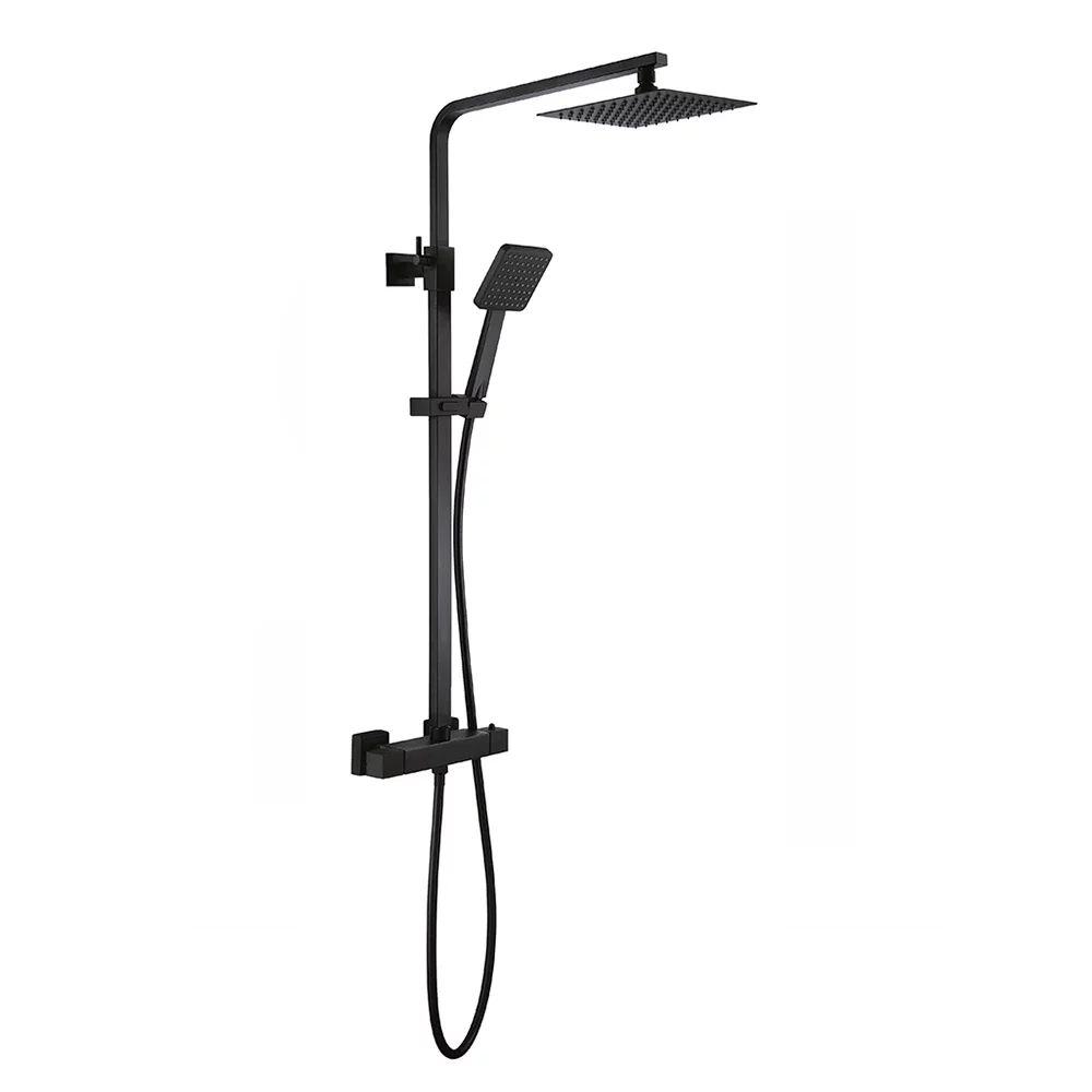 Gio Edge Black Square Dual Head Rigid Riser Shower Kit