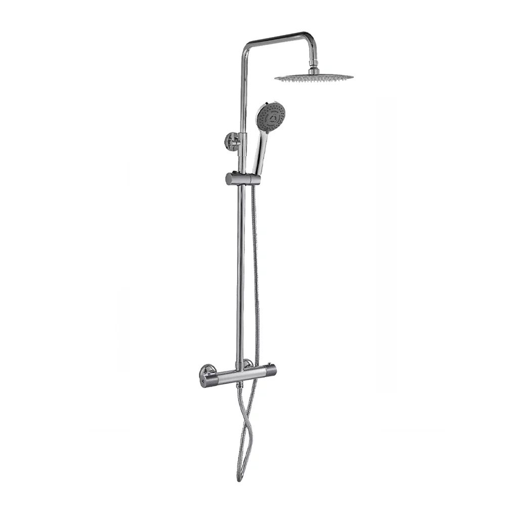 Gio Halo Round Chrome Dual Head Rigid Riser Shower Kit