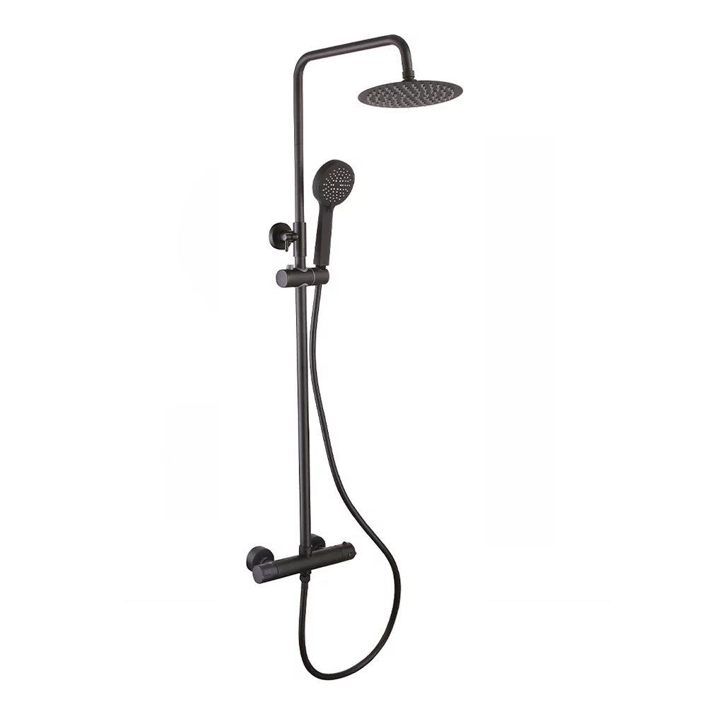 Gio Nova Black Round Dual Head Rigid Riser Shower Kit