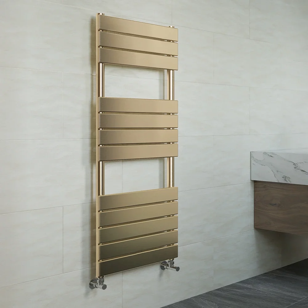 Gio Nova Brushed Brass Bathroom Towel Radiator 1200 x 500mm