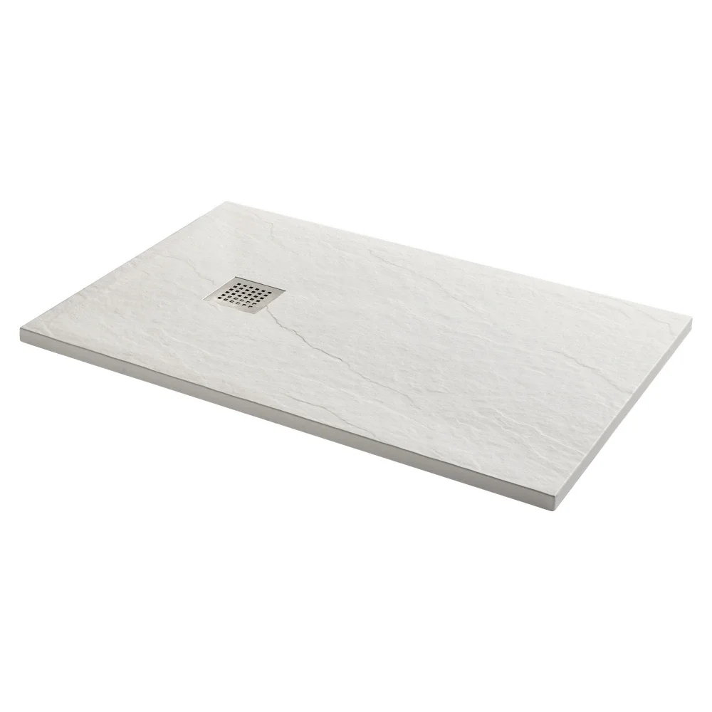 Gio Slate 1000 x 800mm Cuttable Shower Tray White Slate