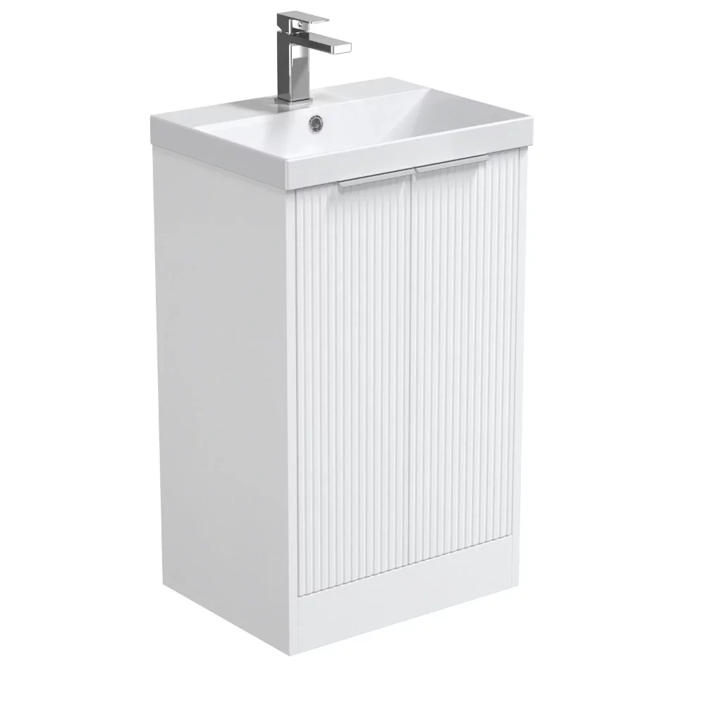 Halite 510mm Fluted White Waterproof Vanity Unit & Basin