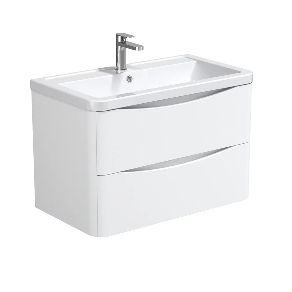 Halite 810mm White Waterproof Wall Hung Vanity Unit with Basin
