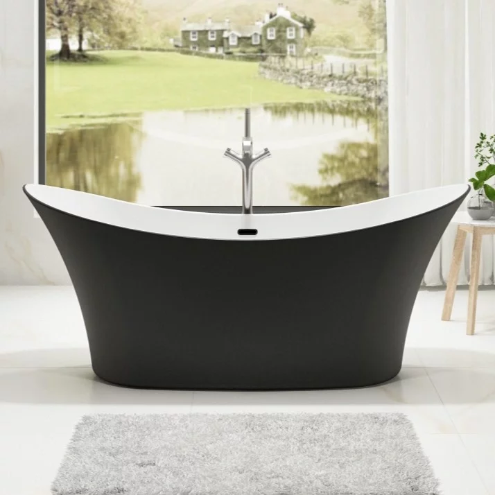Charlotte Edwards Harrow Matt Black 1700 x 700 Modern Freestanding Bath