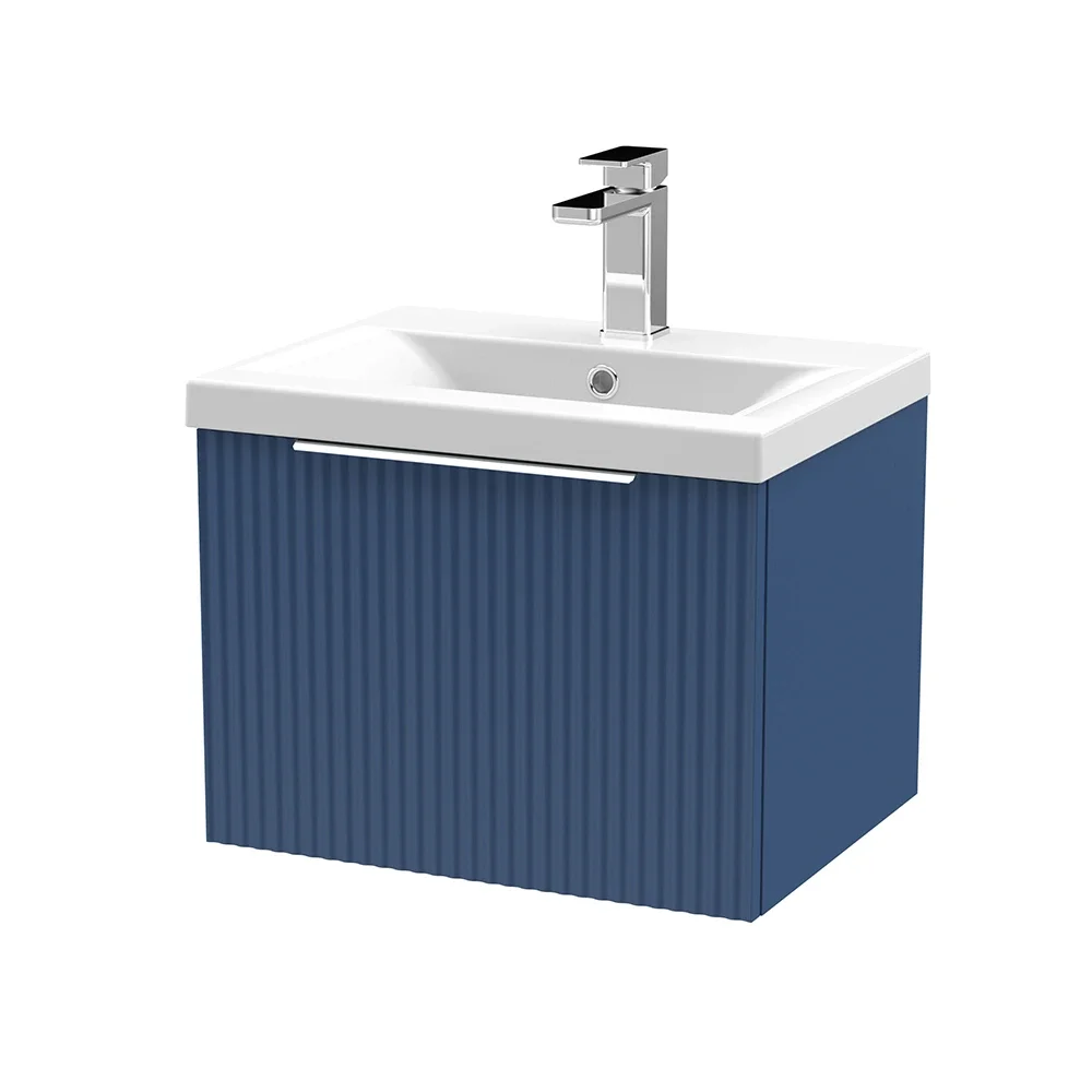 Hudson Reed Fluted 500 Satin Blue Vanity Unit & Basin