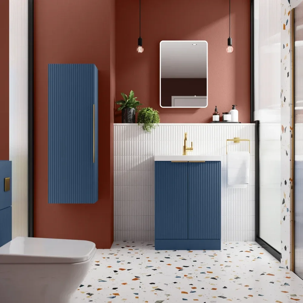 Hudson Reed Fluted 500 Satin Blue Vanity Unit