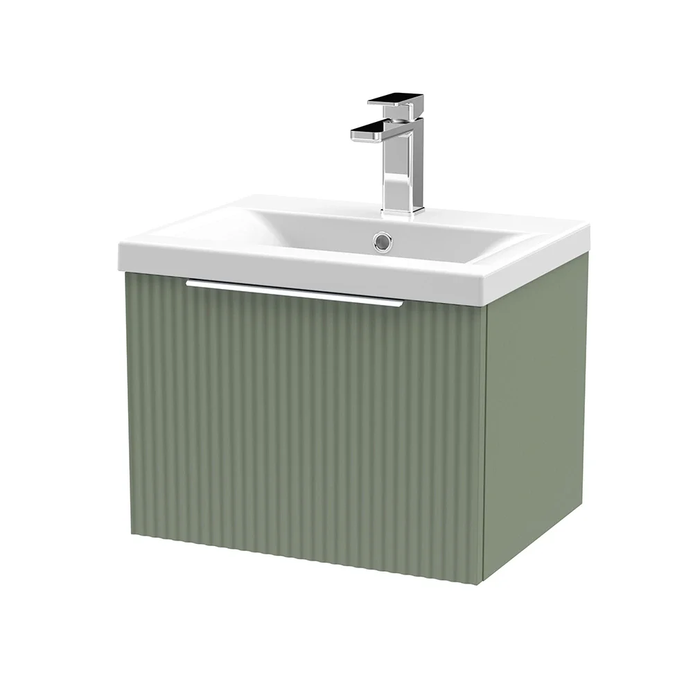 Hudson Reed Fluted 500 Satin Green Vanity Unit & Basin