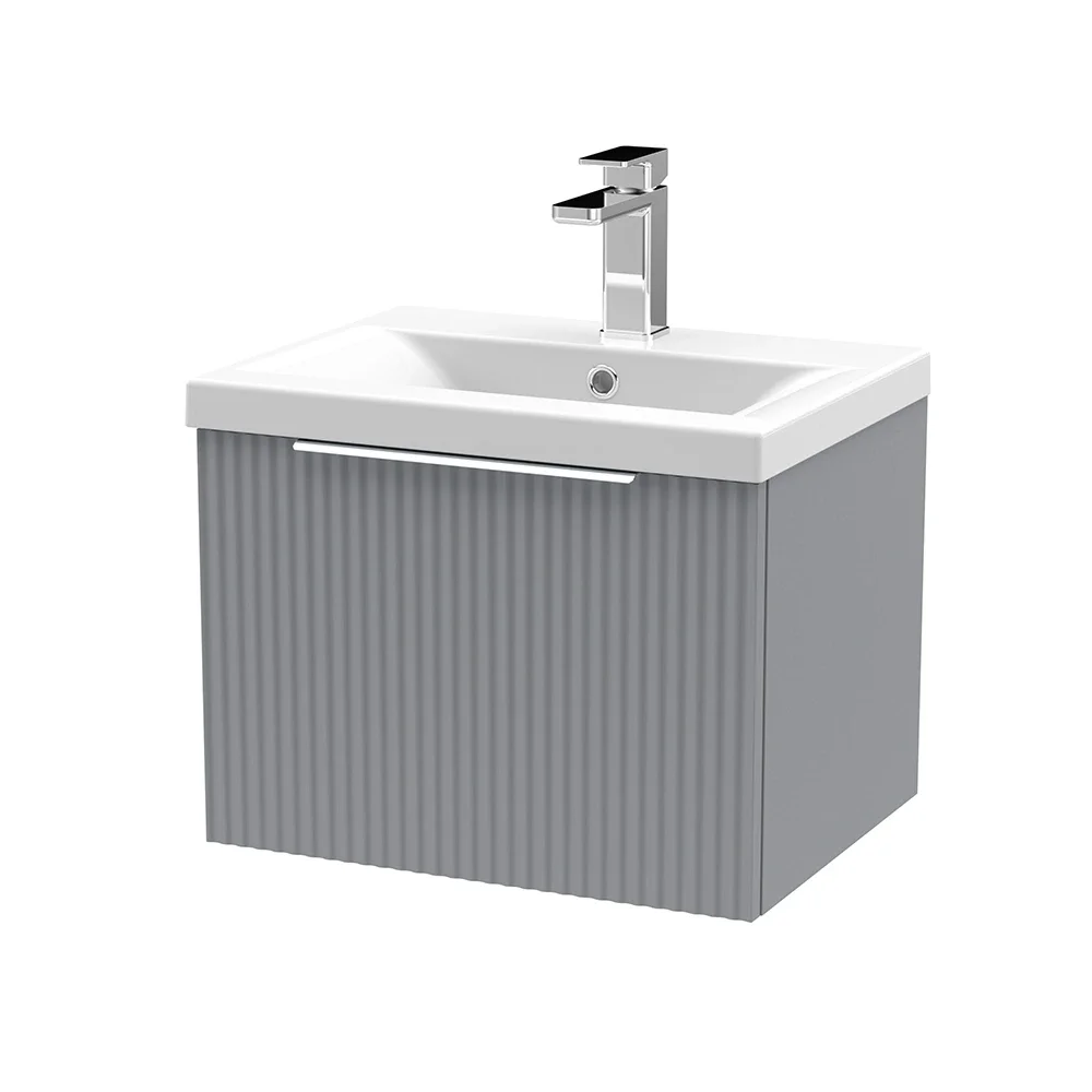 Hudson Reed Fluted 500mm Satin Grey Vanity Unit & Basin
