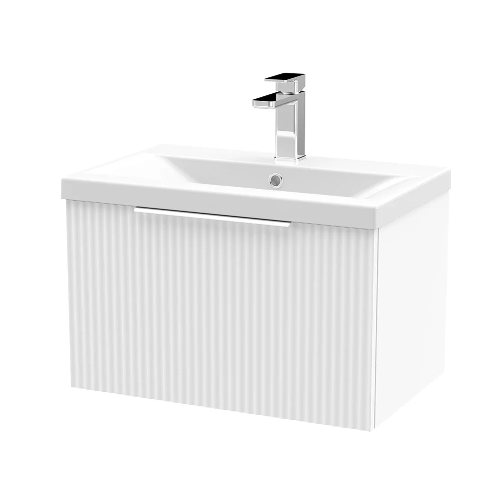 Hudson Reed Fluted 600mm Satin White Vanity Unit & Basin