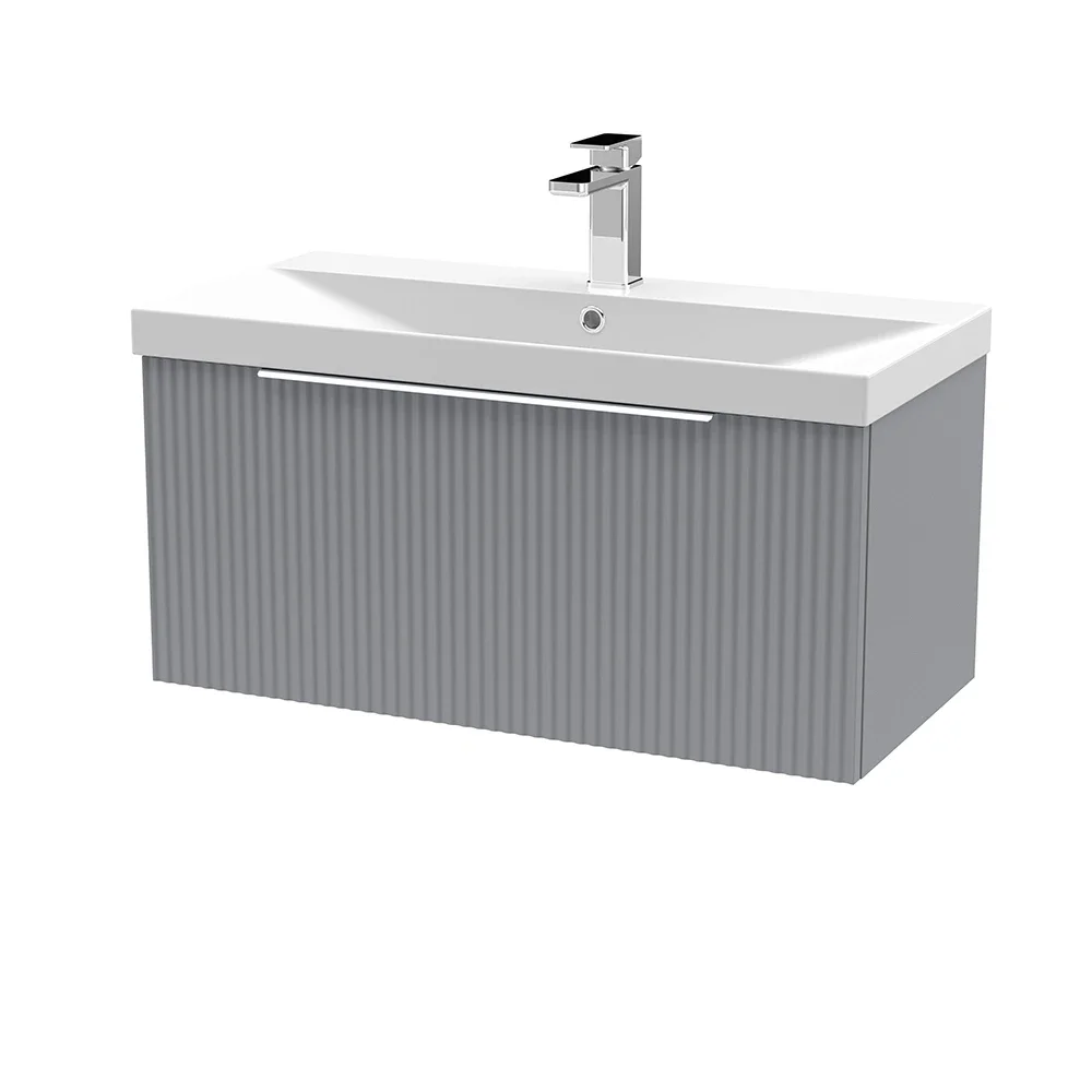 Hudson Reed Fluted 800mm Satin Grey Vanity Unit & Basin