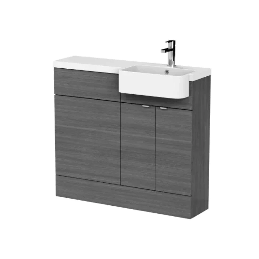 Hudson Reed Fusion Anthracite 1000 RH Semi Recessed Basin Combination Unit