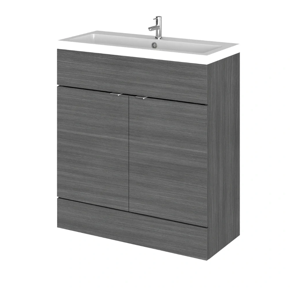 Hudson Reed Fusion Anthracite 800 Floor Standing 2 Door Vanity Unit with Basin