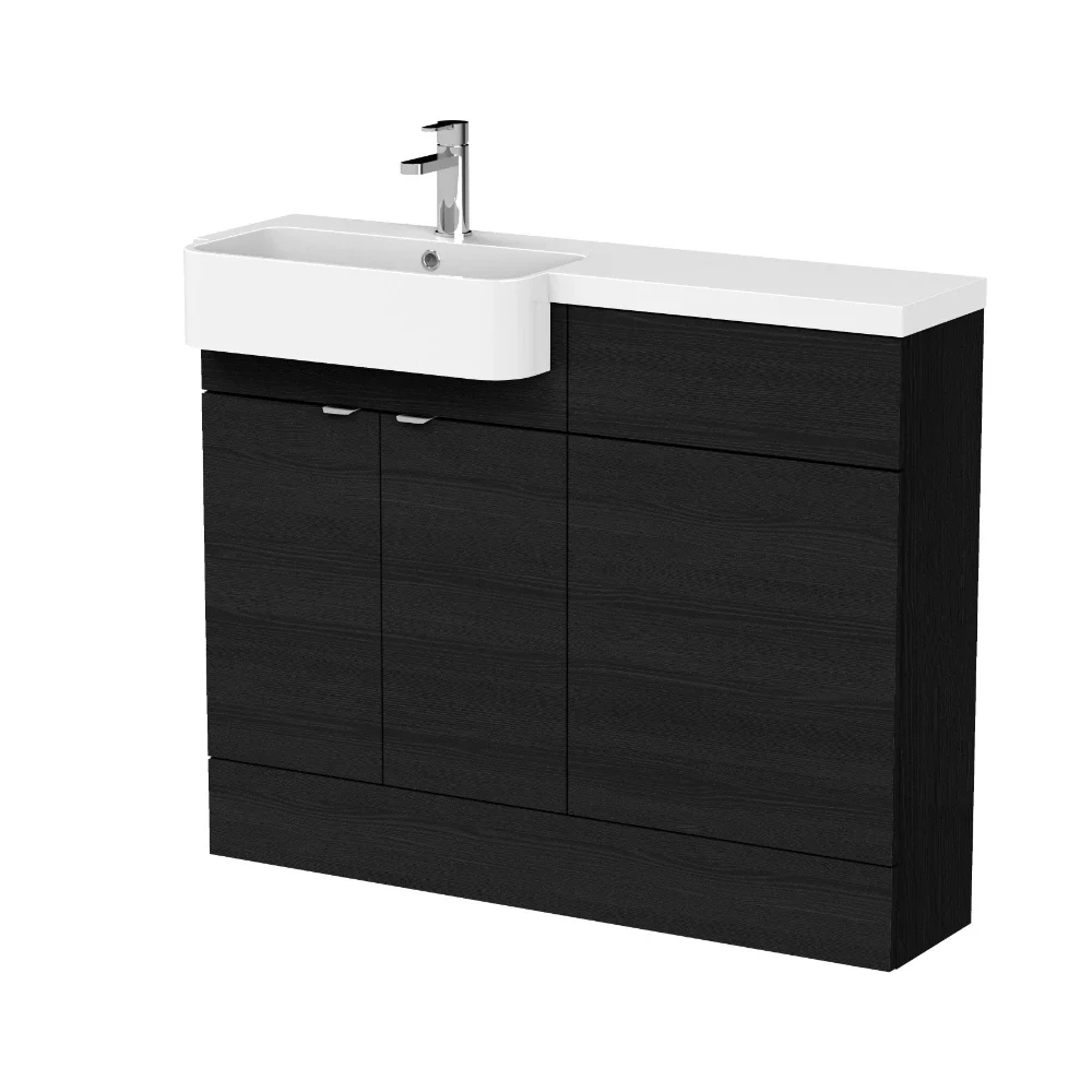 Hudson Reed Fusion Black 1100 LH Semi Recessed Basin Combination Unit