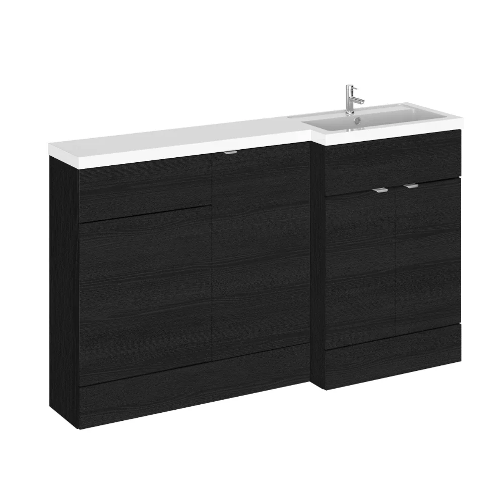 Hudson Reed Fusion Black 1500 RH Rectangle Basin & Drawer Unit