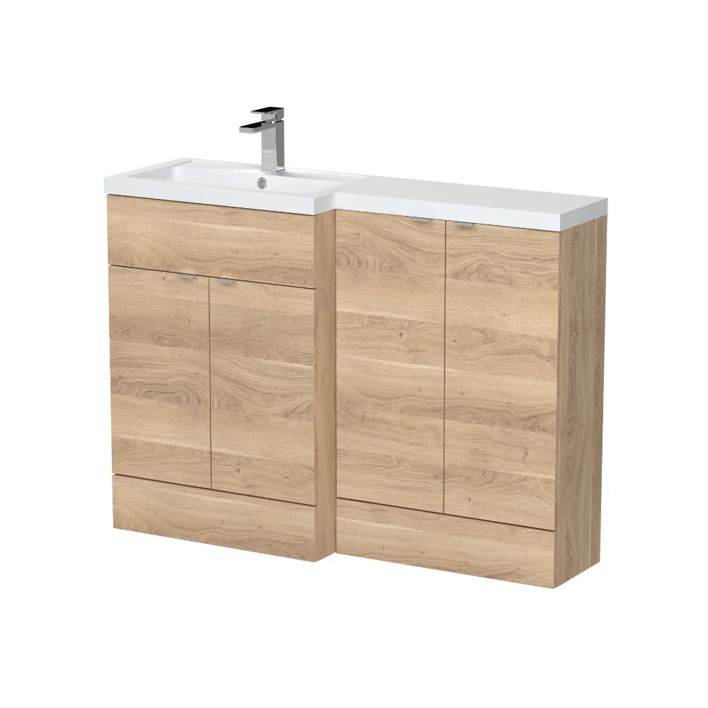 Hudson Reed Fusion Bleached Oak 1200 LH Rectangle Basin & Drawer Unit