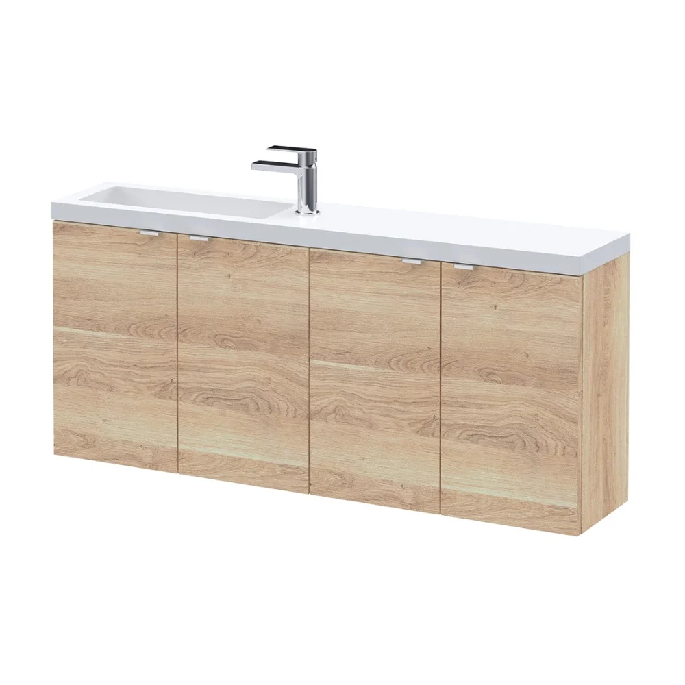 Hudson Reed Fusion Bleached Oak 1200 Wall Hung Vanity Unit & Basin