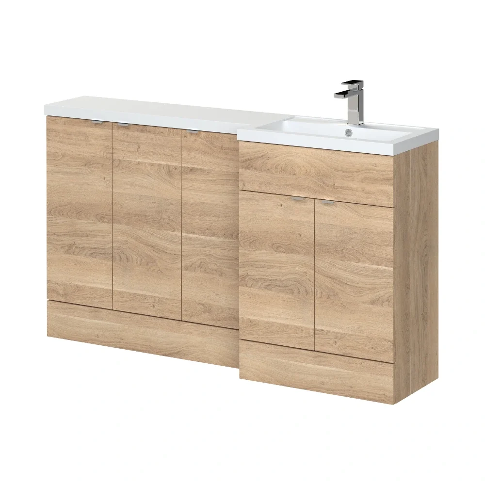 Hudson Reed Fusion Bleached Oak 1500 5 Door Combination RH Basin Vanity Unit