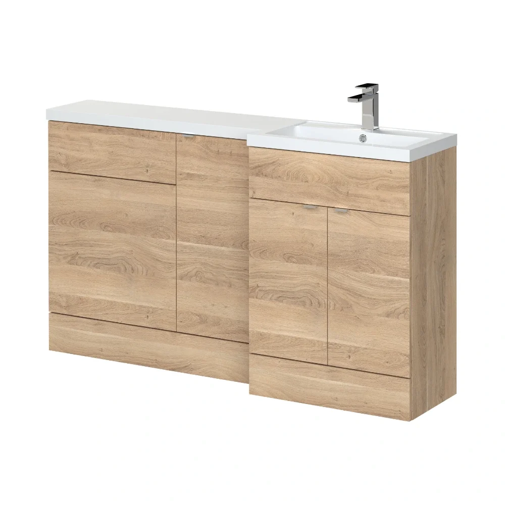 Hudson Reed Fusion Bleached Oak 1500 RH Rectangle Basin & Drawer Unit