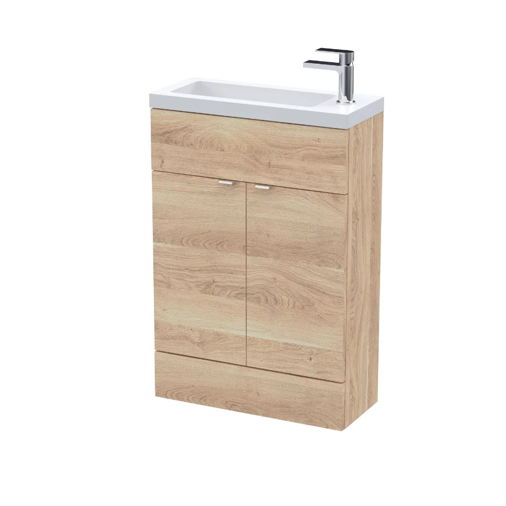 Hudson Reed Fusion Bleached Oak 600mm Vanity Unit and Compact Basin