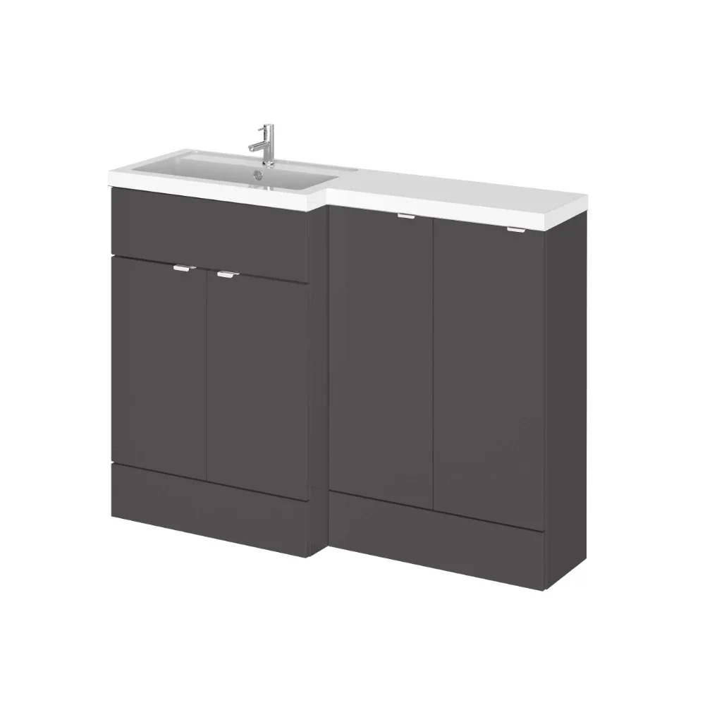 Hudson Reed Fusion Gloss Grey 1200 LH Rectangle Basin & Drawer Unit