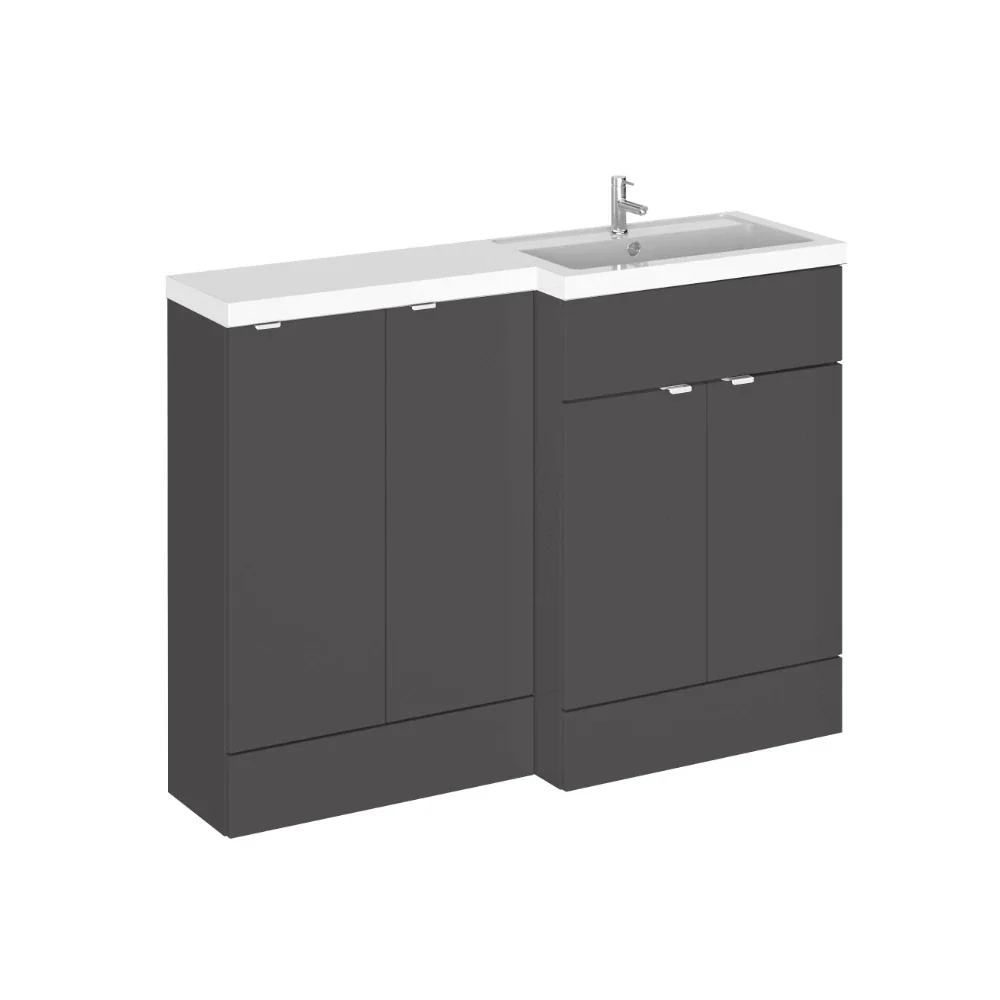 Hudson Reed Fusion Gloss Grey 1200 RH Rectangle Basin & Drawer Unit
