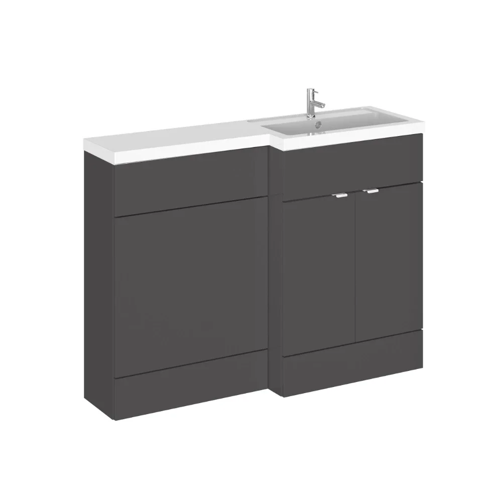 Hudson Reed Fusion Gloss Grey 1200 RH Rectangle Basin Unit