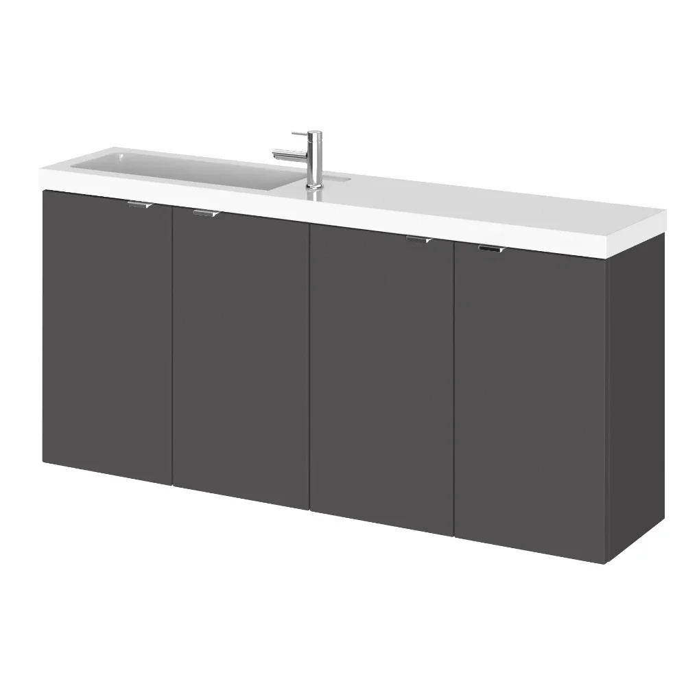 Hudson Reed Fusion Gloss Grey 1200 Wall Hung Vanity Unit & Basin