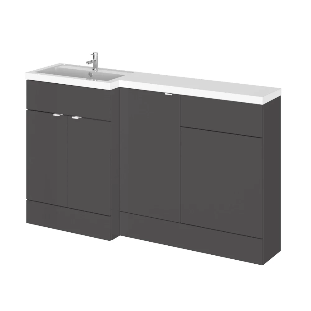 Hudson Reed Fusion Gloss Grey 1500 LH Rectangle Basin & Drawer Unit