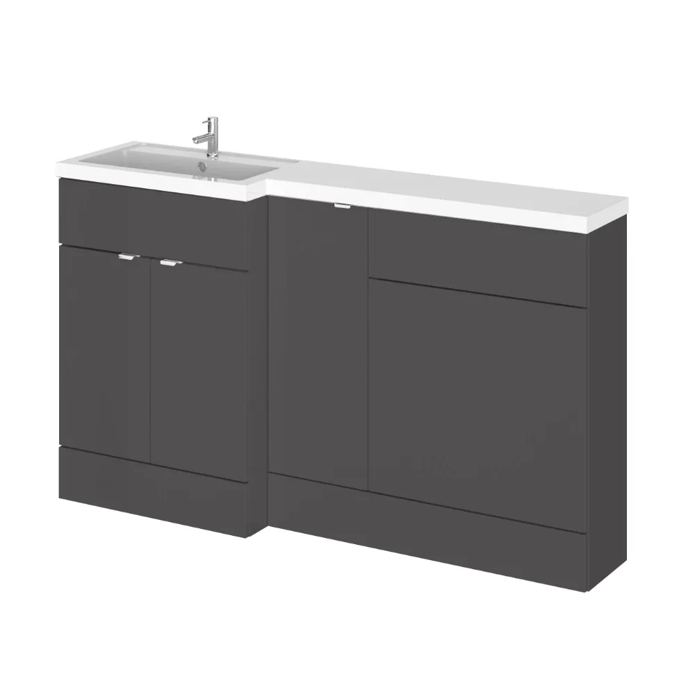 Hudson Reed Fusion Gloss Grey 1500 LH Rectangle Basin & WC Unit