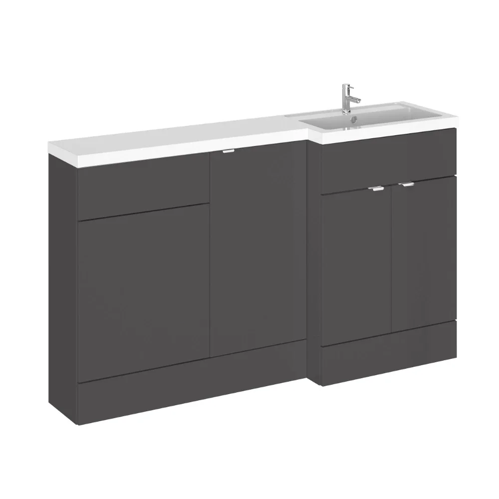 Hudson Reed Fusion Gloss Grey 1500 RH Rectangle Basin & Drawer Unit