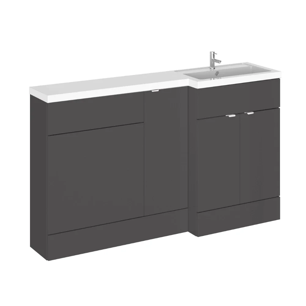 Hudson Reed Fusion Gloss Grey 1500 RH Rectangle Basin & WC Unit