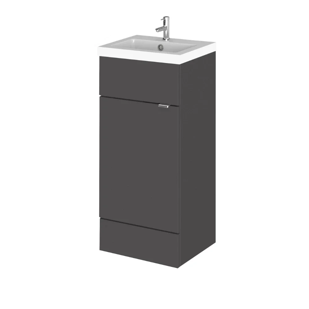 Hudson Reed Fusion Gloss Grey 400 Floor Standing Vanity Unit with Basin