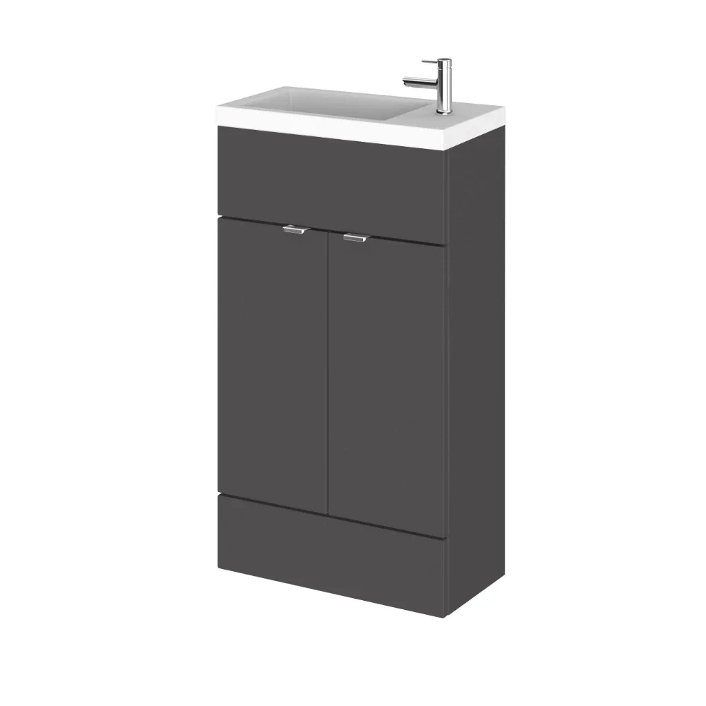 Hudson Reed Fusion Gloss Grey 500mm Vanity Unit and Compact Basin