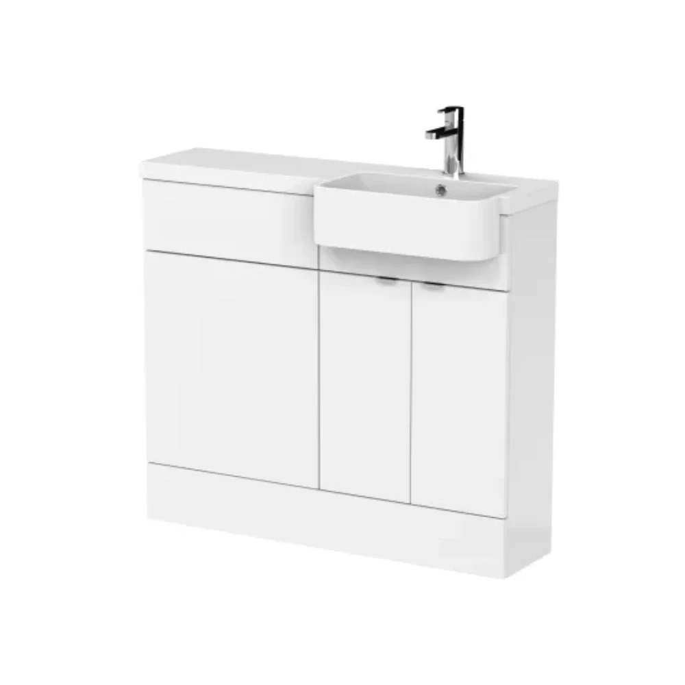 Hudson Reed Fusion Gloss White 1000 RH Semi Recessed Basin Combination Unit