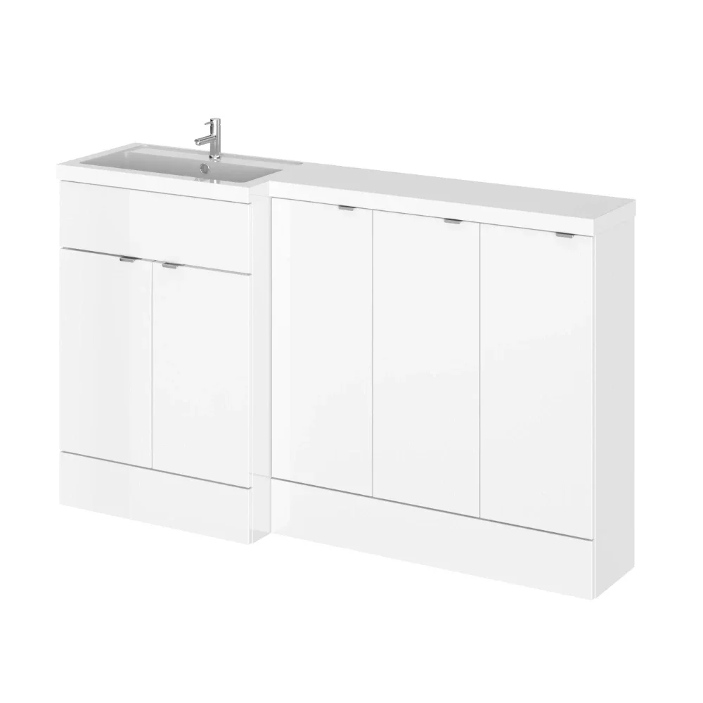 Hudson Reed Fusion Gloss White 1500 5 Door Combination LH Basin Vanity Unit