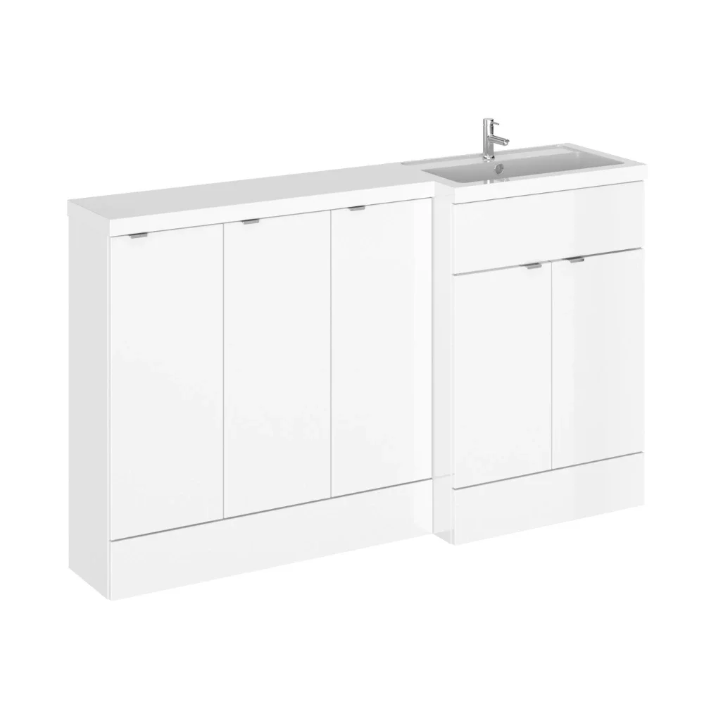 Hudson Reed Fusion Gloss White 1500 5 Door Combination RH Basin Vanity Unit